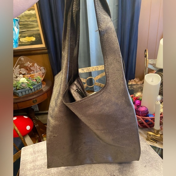 Authentic Alexander Wang Metallic Silver Leather Slouchy Sling Tote Bag - Picture 8 of 11